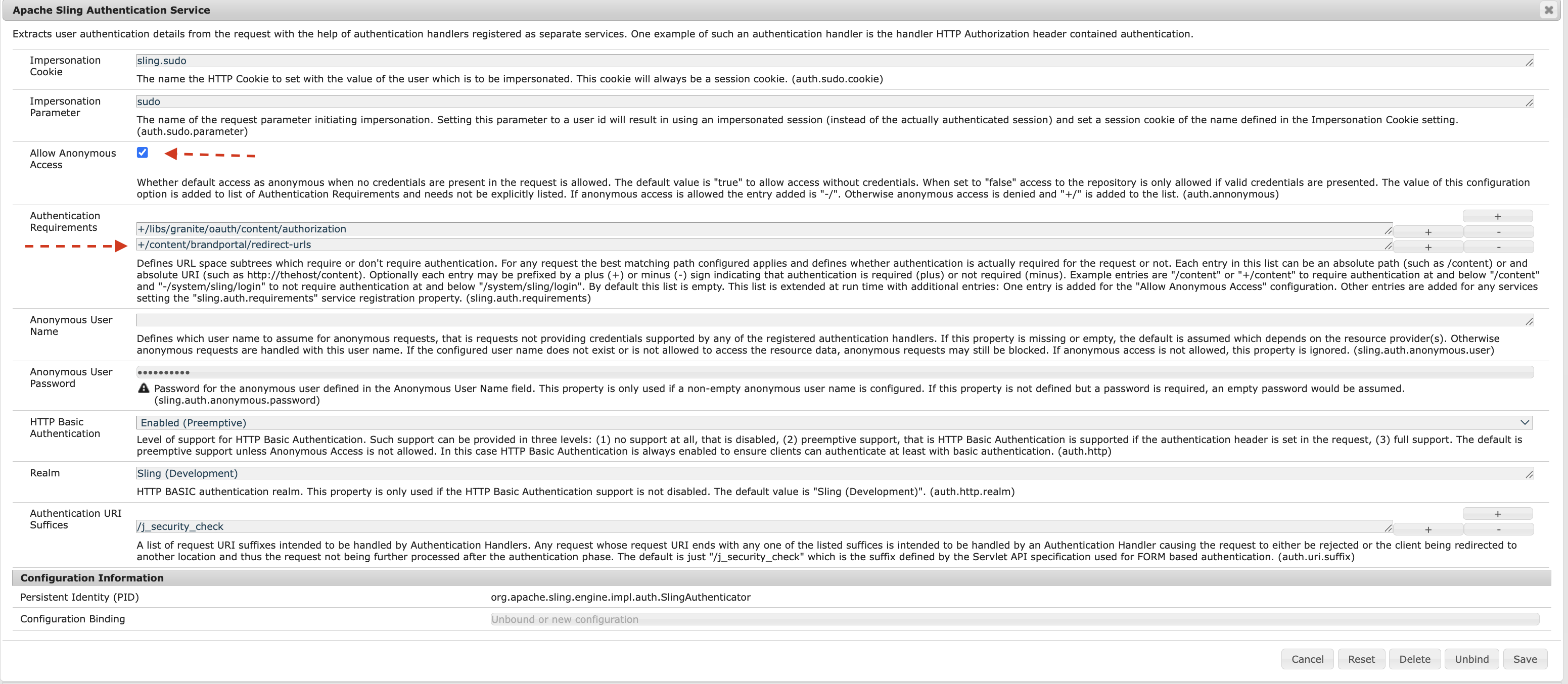 Apache Sling Authentication Service